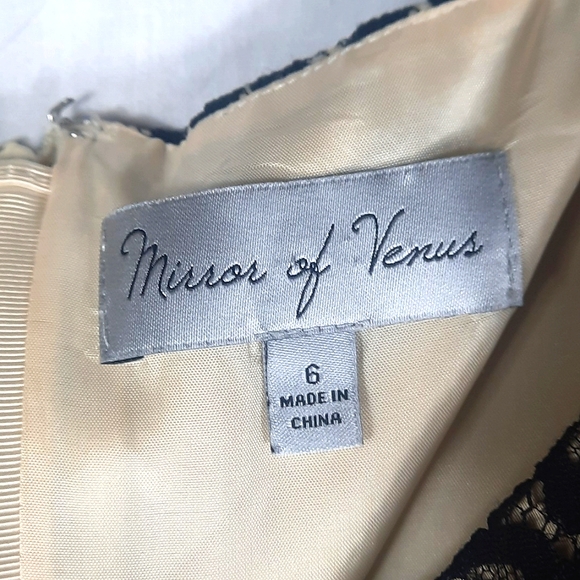 Mirror of Venus Laced Dress Size 6 Sleeveless Black Cream Elegant Long - Picture 4 of 11